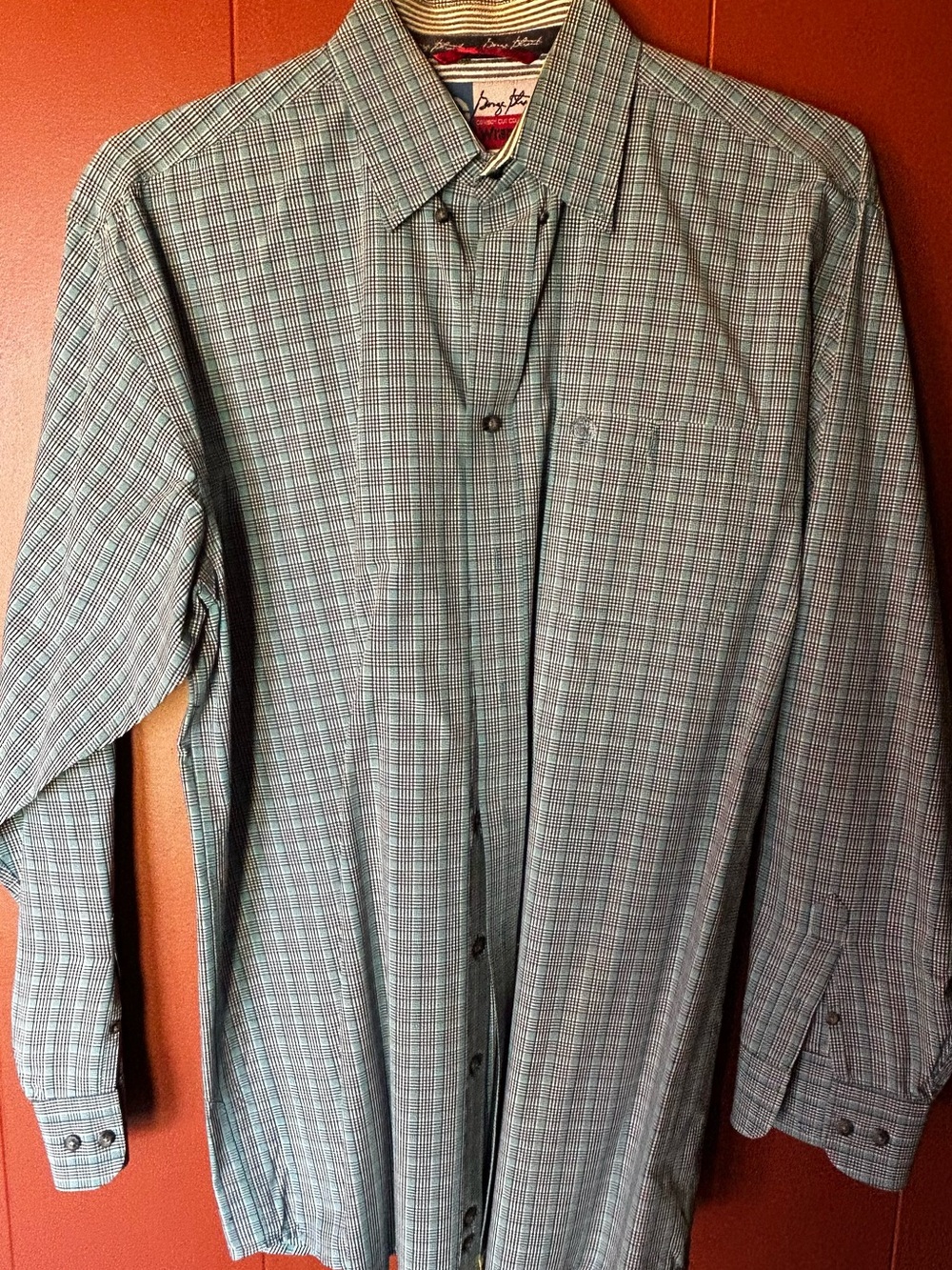 George Strait Green Plaid Button-Up Shirt